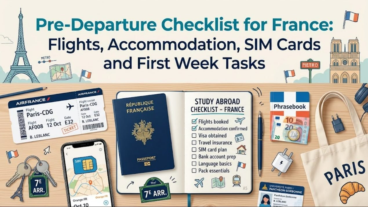Pre-Departure Checklist for France: Flights, Accommodation, SIM Cards, and First-Week Tasks